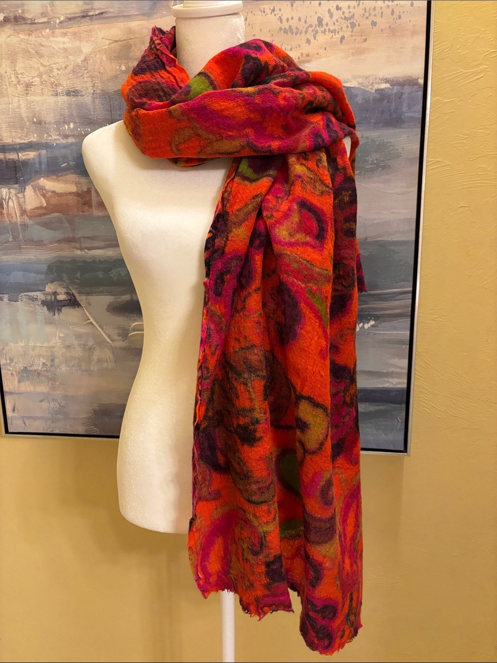 Moksha Floral Orange & Pink Lightweight Wrap Scarf